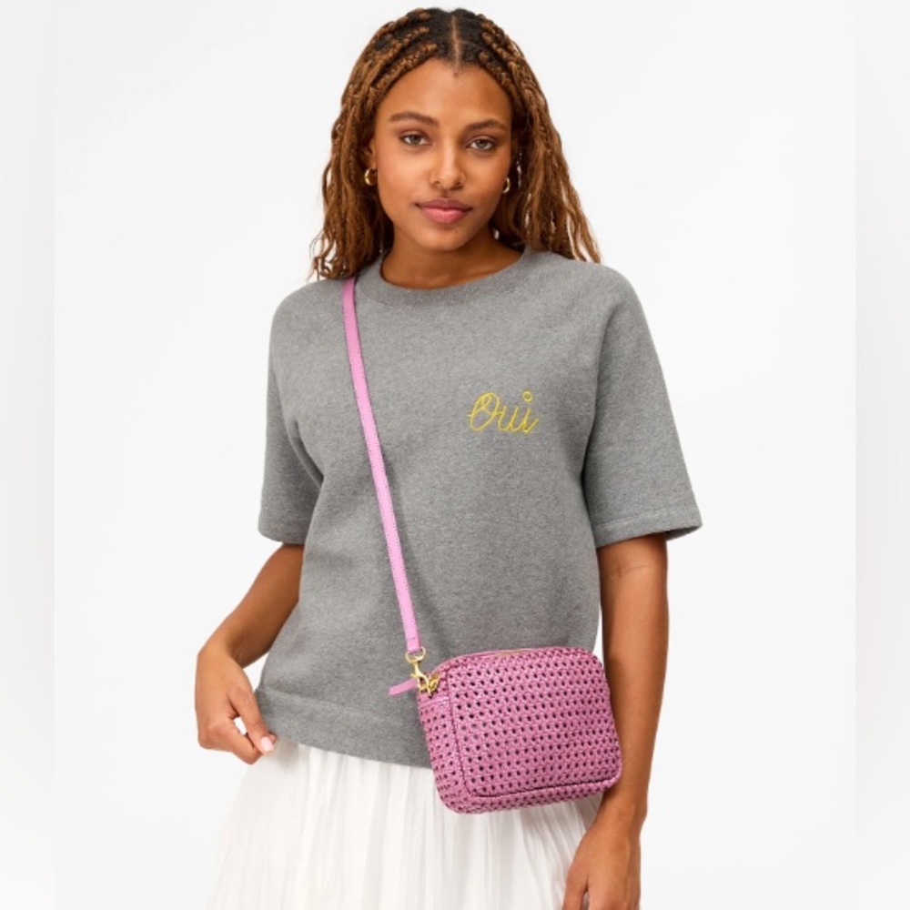 Clare V. Midi Sac in Wild Thistle Rattan
